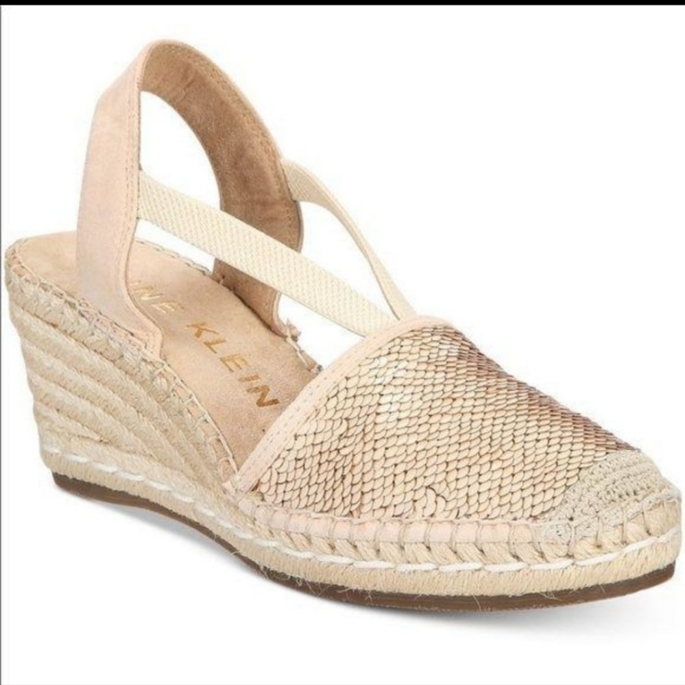 Anne Klein Abbey Sequin Espadrille Wedge Sandals Sz. 8M